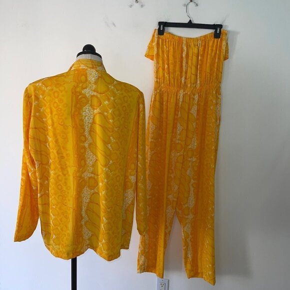 Vintage Two Piece Jumpsuit Jacket Set Size Large Metallic Threading Snake Print - Picture 13 of 16